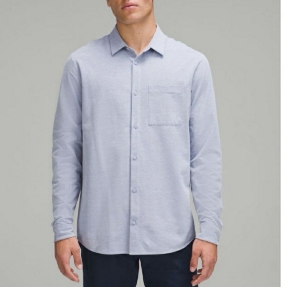 Lululemon Commission Long Sleeve Button Down Shirt. Pocket. Light Blue, White. S